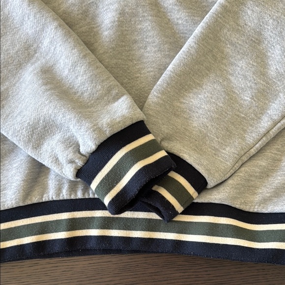 Evereve Gray V-Neck Sweater with Black Stripes - Picture 3 of 4
